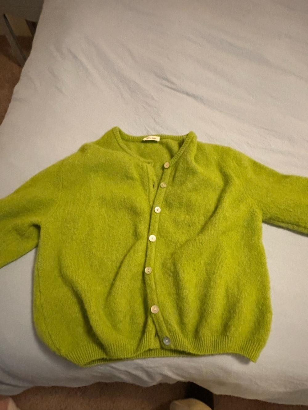 American Vintage Lime Green Button-Up Vito’s Crewneck Cardigan
